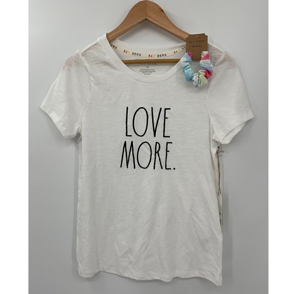 NWT Rae Dunn LOVE MORE T-Shirt Short Sleeve White